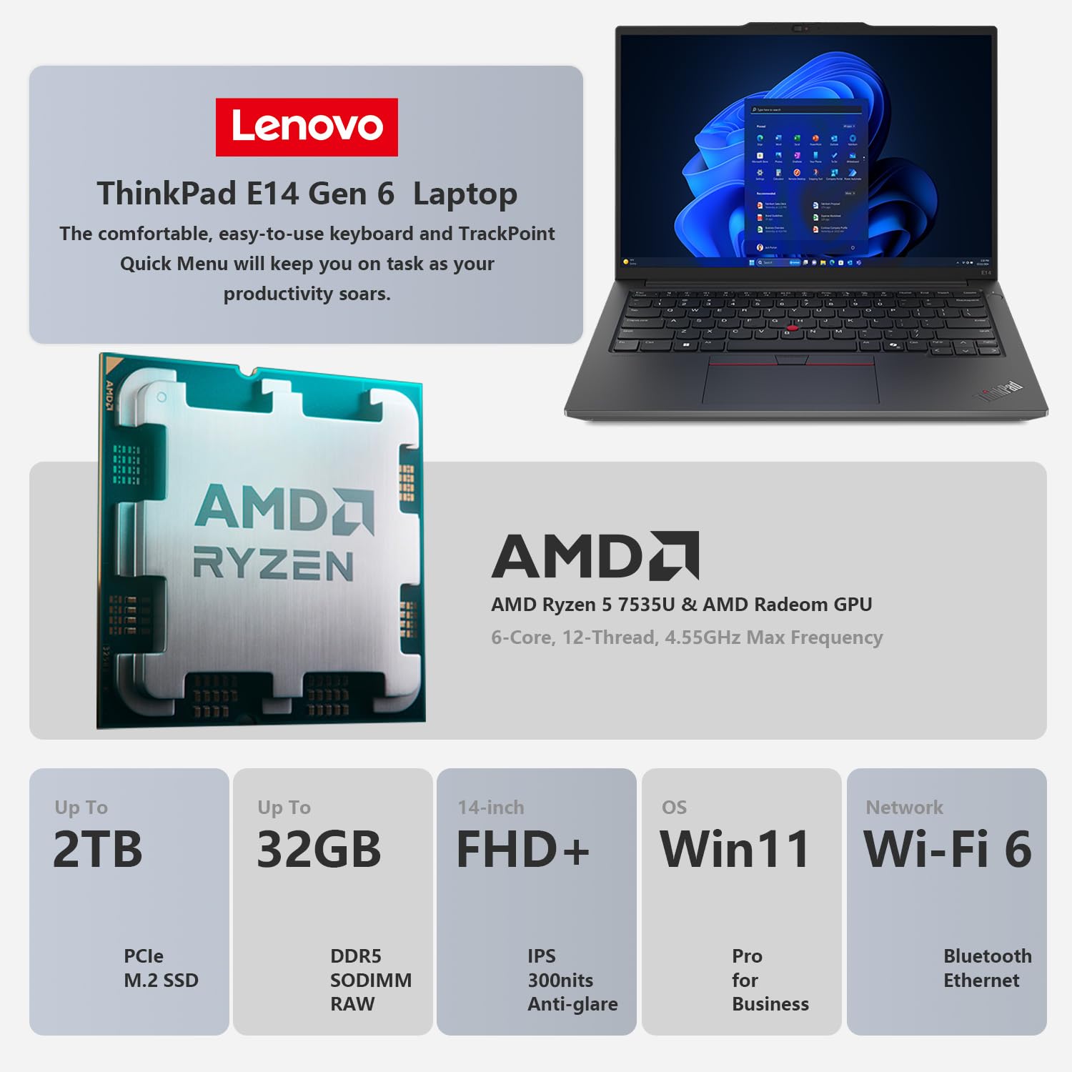 Windowsノート本体 Lenovo ThinkPad E14 Gen 6 Lenovo ThinkPad E14 Gen 6 | 14 inch Intel-powered entry-level